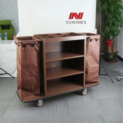 Xe dọn buồng phòng khách sạn chuyên nghiệp 2 túi vải